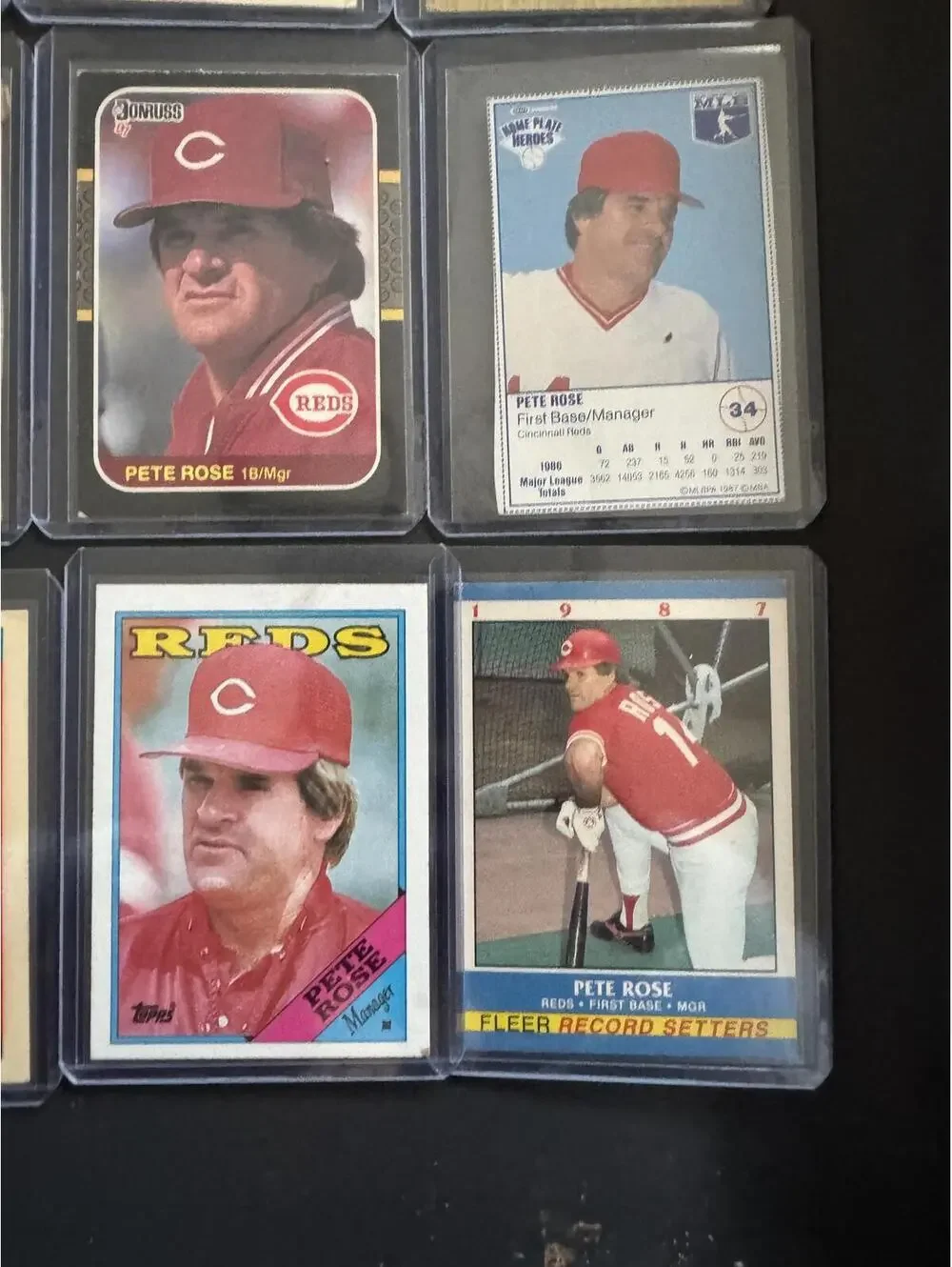 Vintage Pete Rose Cincinnati Reds Baseball Card Collection